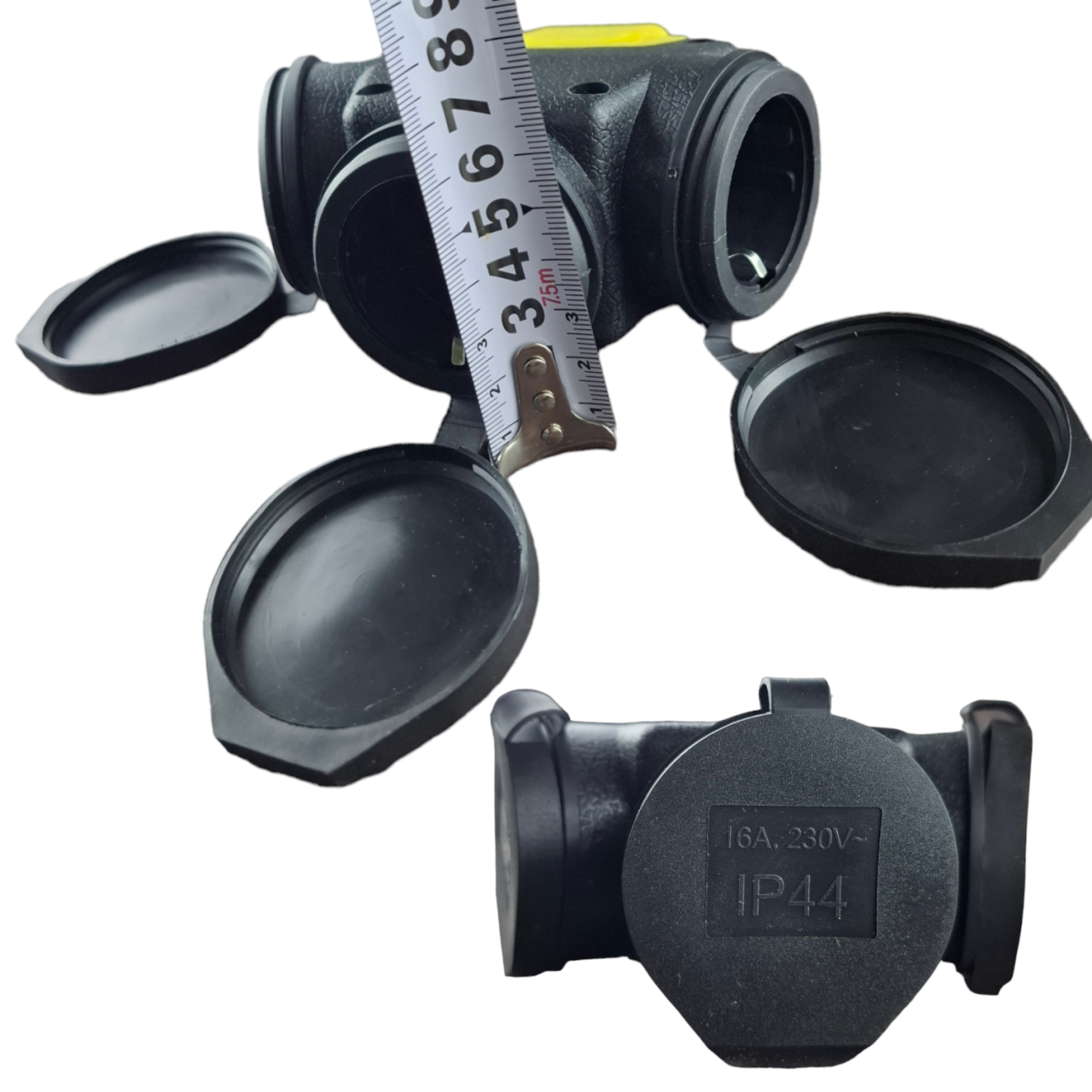 Колодка каучуковая на 3 розетки с защитными крышками, 16A/250V, IP 44,"MAXIMUM" MX 15166 оптом