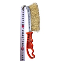 щетка металлическая ручная 250 мм, пластиковая рукоятка, красная, мягкая оптом