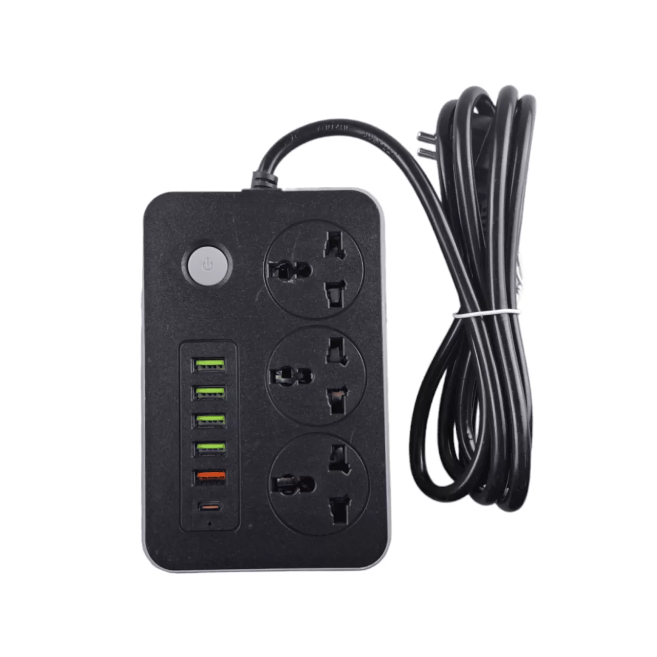 Удлинитель с заземлением 2 м, плоский, 3 розетки EU_UK_US, 5 USB портов,Type C,T05, "MAXIMUM" MX 148 оптом